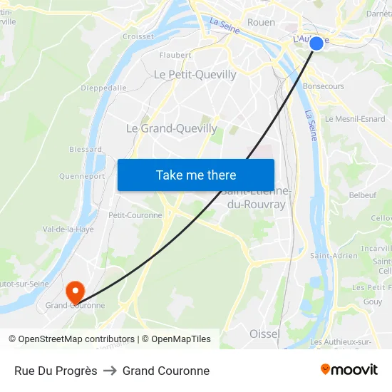 Rue Du Progrès to Grand Couronne map