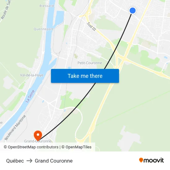 Québec to Grand Couronne map