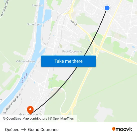 Québec to Grand Couronne map