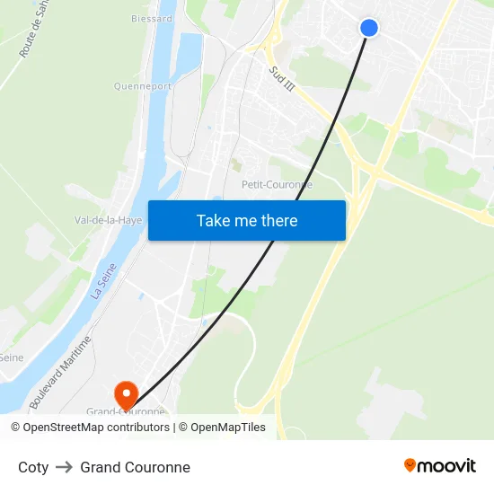 Coty to Grand Couronne map