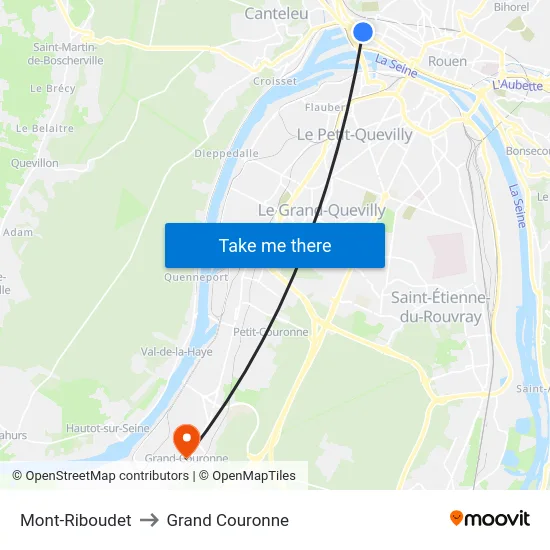 Mont-Riboudet to Grand Couronne map