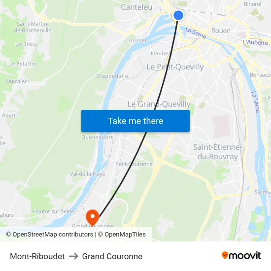 Mont-Riboudet to Grand Couronne map
