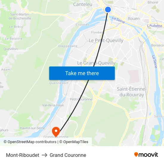 Mont-Riboudet to Grand Couronne map