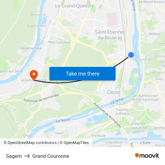 Sagem to Grand Couronne map