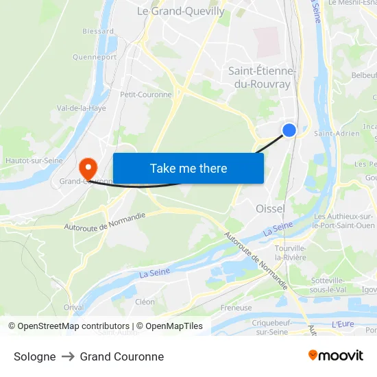 Sologne to Grand Couronne map