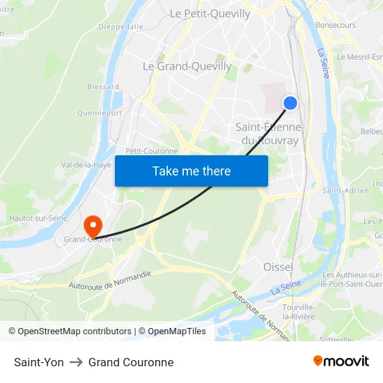 Saint-Yon to Grand Couronne map