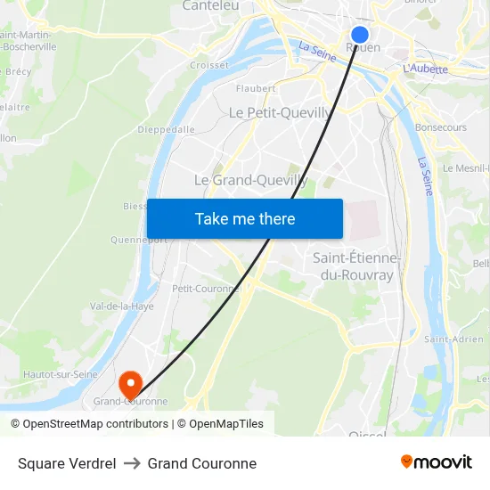 Square Verdrel to Grand Couronne map