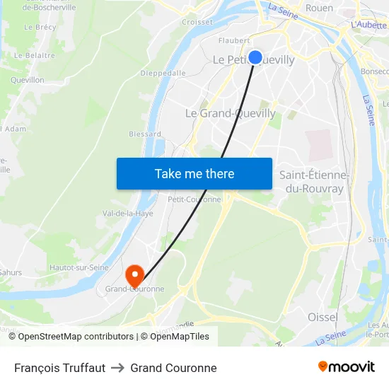 François Truffaut to Grand Couronne map