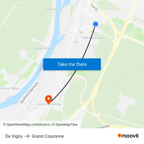De Vigny to Grand Couronne map
