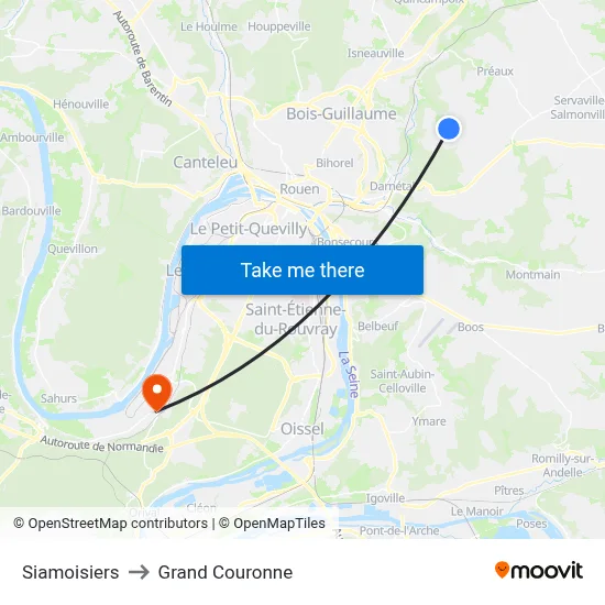 Siamoisiers to Grand Couronne map