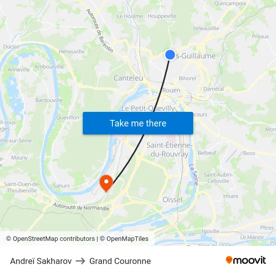 Andreï Sakharov to Grand Couronne map