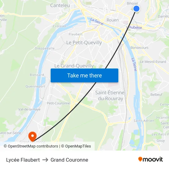 Lycée Flaubert to Grand Couronne map