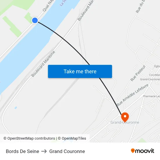 Bords De Seine to Grand Couronne map