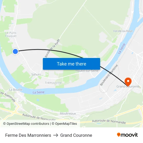 Ferme Des Marronniers to Grand Couronne map