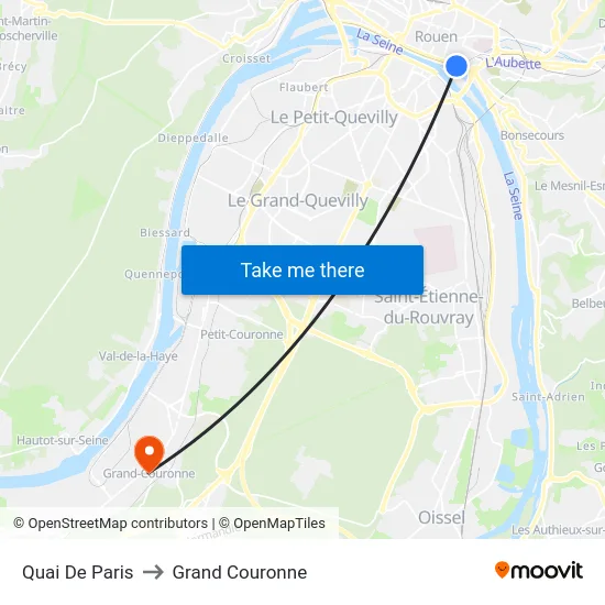 Quai De Paris to Grand Couronne map
