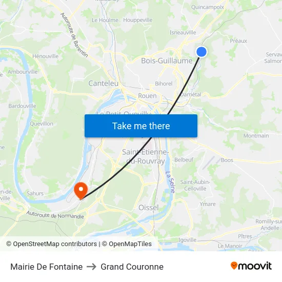 Mairie De Fontaine to Grand Couronne map