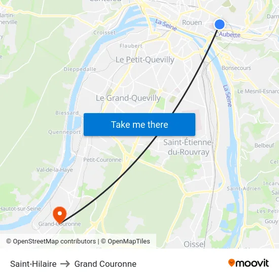 Saint-Hilaire to Grand Couronne map