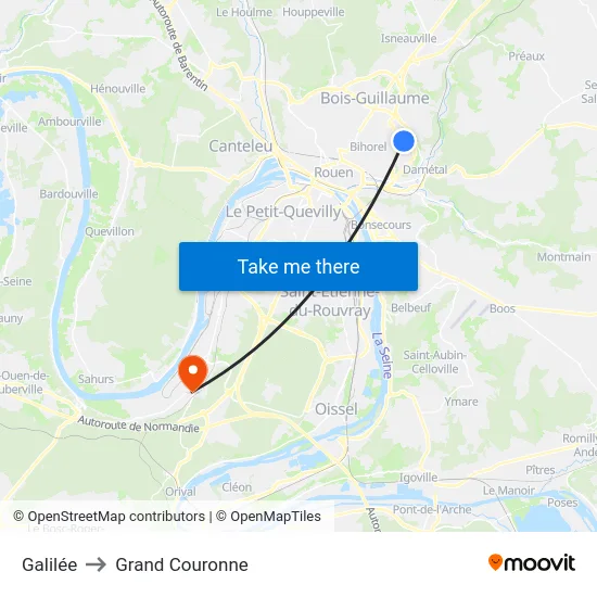 Galilée to Grand Couronne map