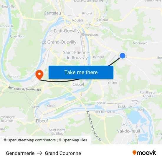 Gendarmerie to Grand Couronne map