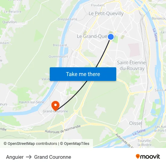 Anguier to Grand Couronne map