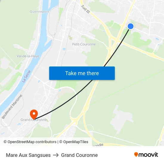 Mare Aux Sangsues to Grand Couronne map