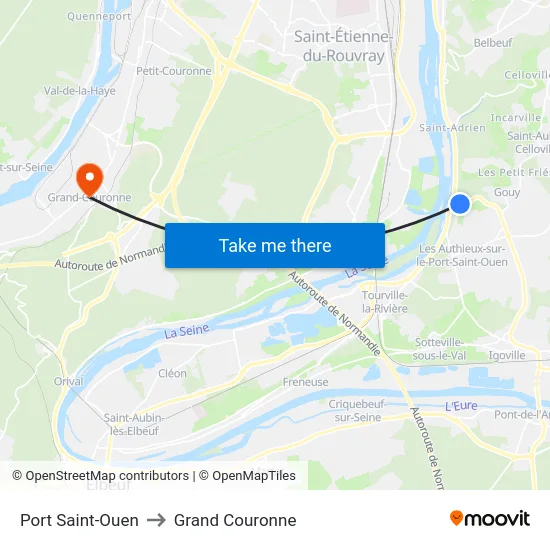 Port Saint-Ouen to Grand Couronne map