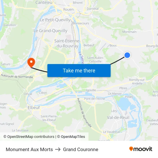 Monument Aux Morts to Grand Couronne map