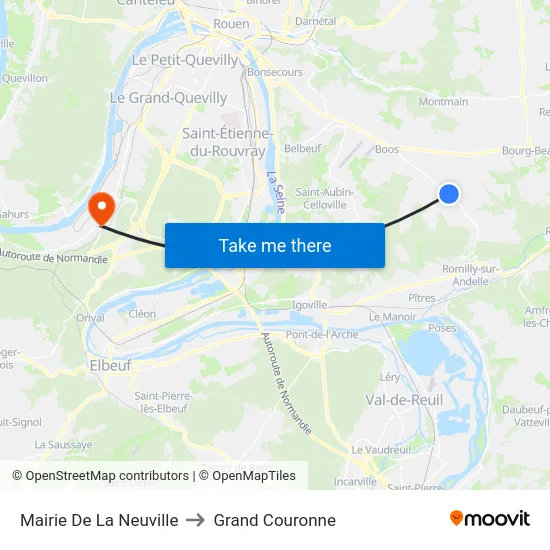 Mairie De La Neuville to Grand Couronne map