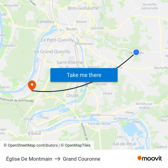Église De Montmain to Grand Couronne map