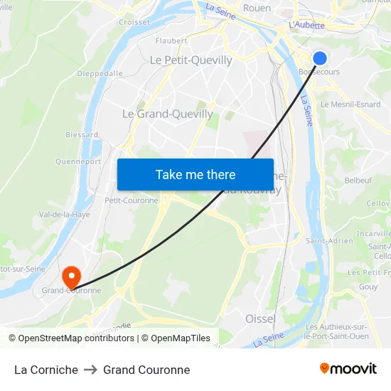 La Corniche to Grand Couronne map