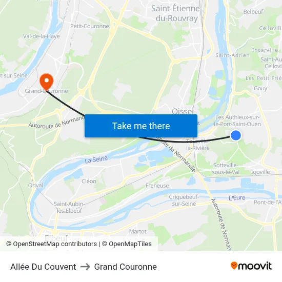 Allée Du Couvent to Grand Couronne map