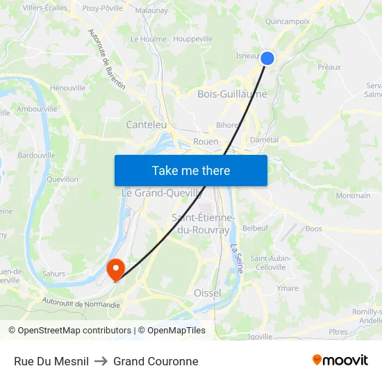 Rue Du Mesnil to Grand Couronne map