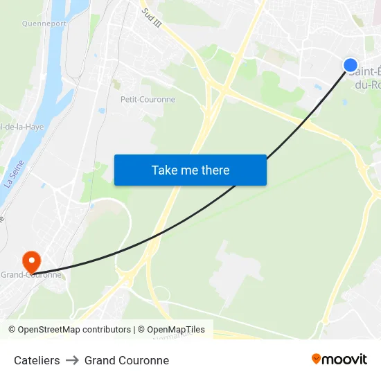 Cateliers to Grand Couronne map