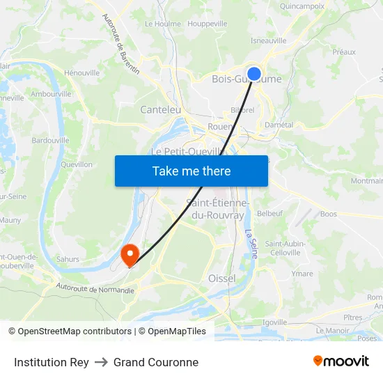 Institution Rey to Grand Couronne map