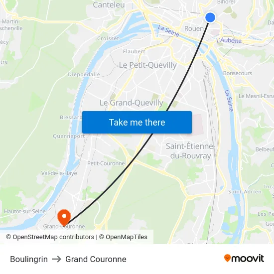Boulingrin to Grand Couronne map