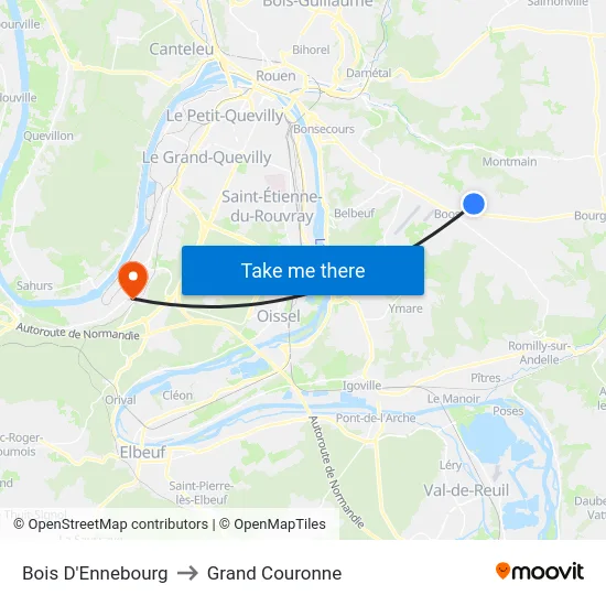 Bois D'Ennebourg to Grand Couronne map