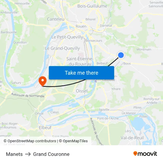 Manets to Grand Couronne map