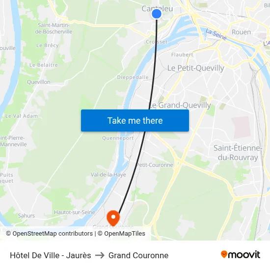 Hôtel De Ville - Jaurès to Grand Couronne map