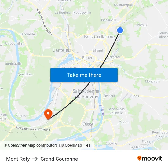 Mont Roty to Grand Couronne map
