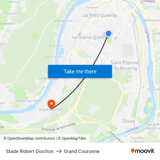 Stade Robert Diochon to Grand Couronne map