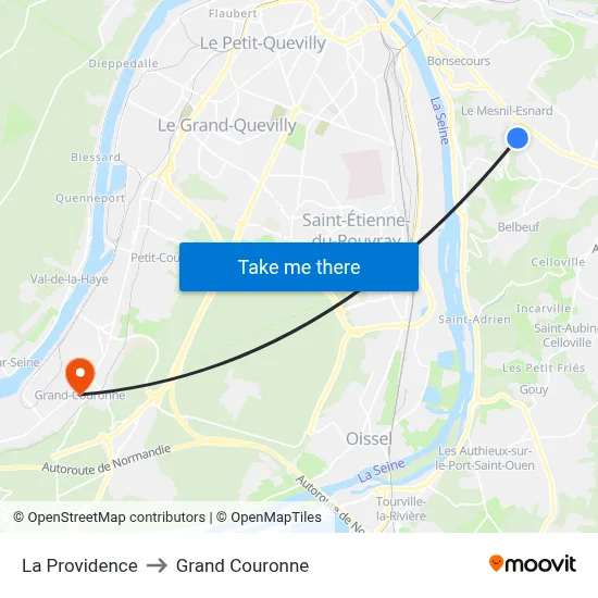 La Providence to Grand Couronne map