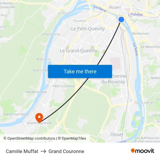Camille Muffat to Grand Couronne map
