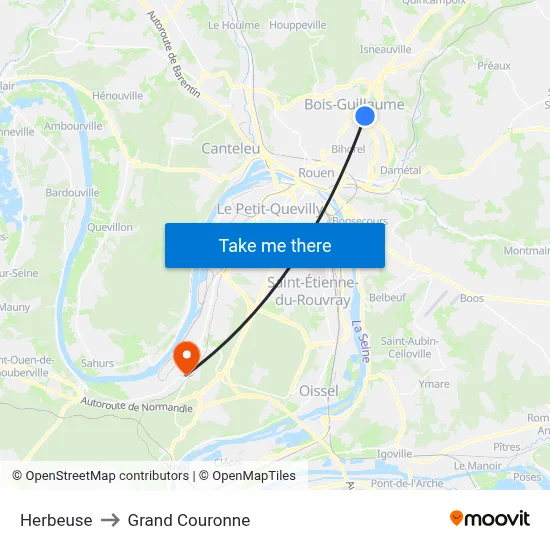 Herbeuse to Grand Couronne map