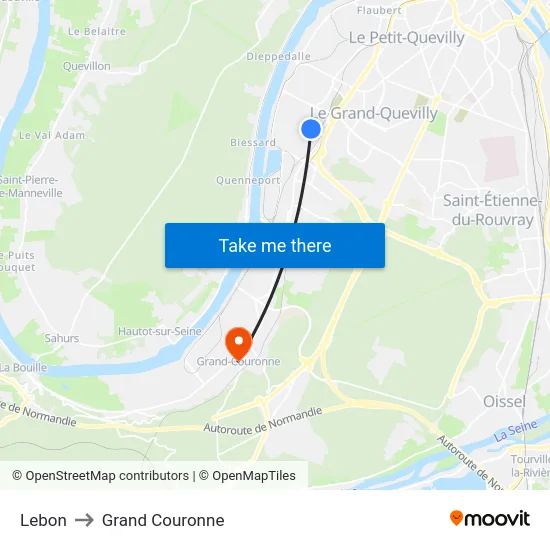 Lebon to Grand Couronne map