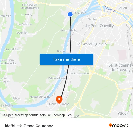 Idefhi to Grand Couronne map