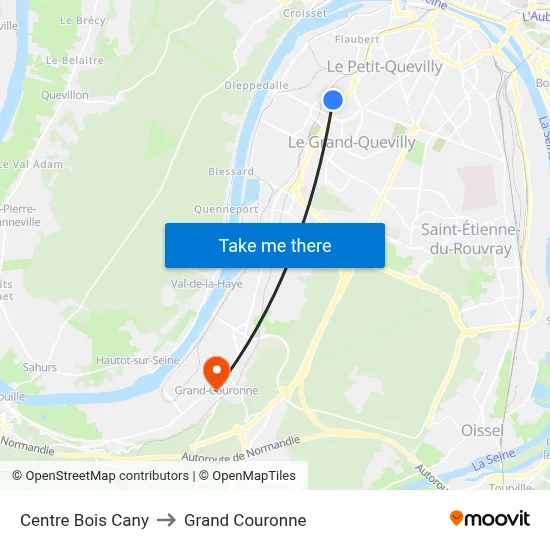 Centre Bois Cany to Grand Couronne map