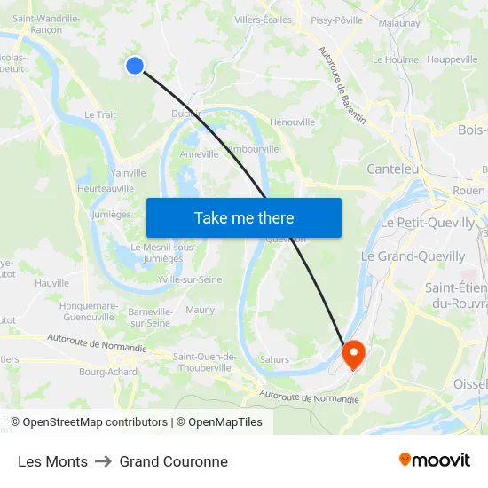 Les Monts to Grand Couronne map