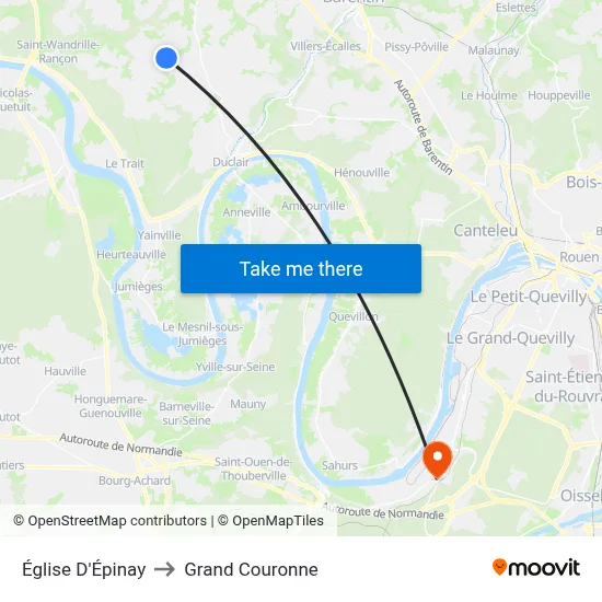 Église D'Épinay to Grand Couronne map
