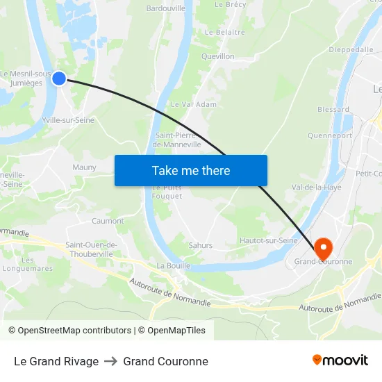 Le Grand Rivage to Grand Couronne map