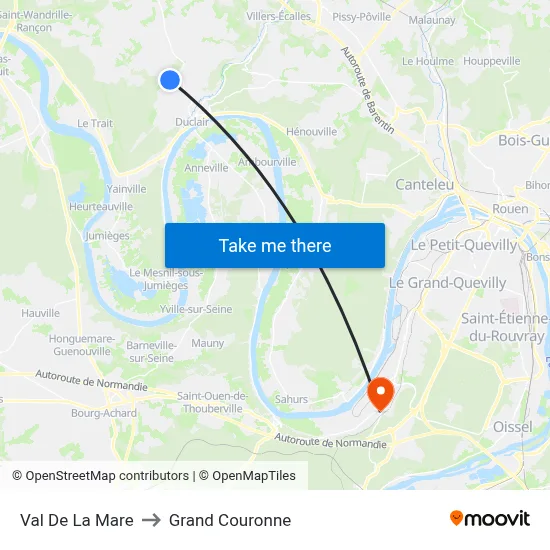 Val De La Mare to Grand Couronne map